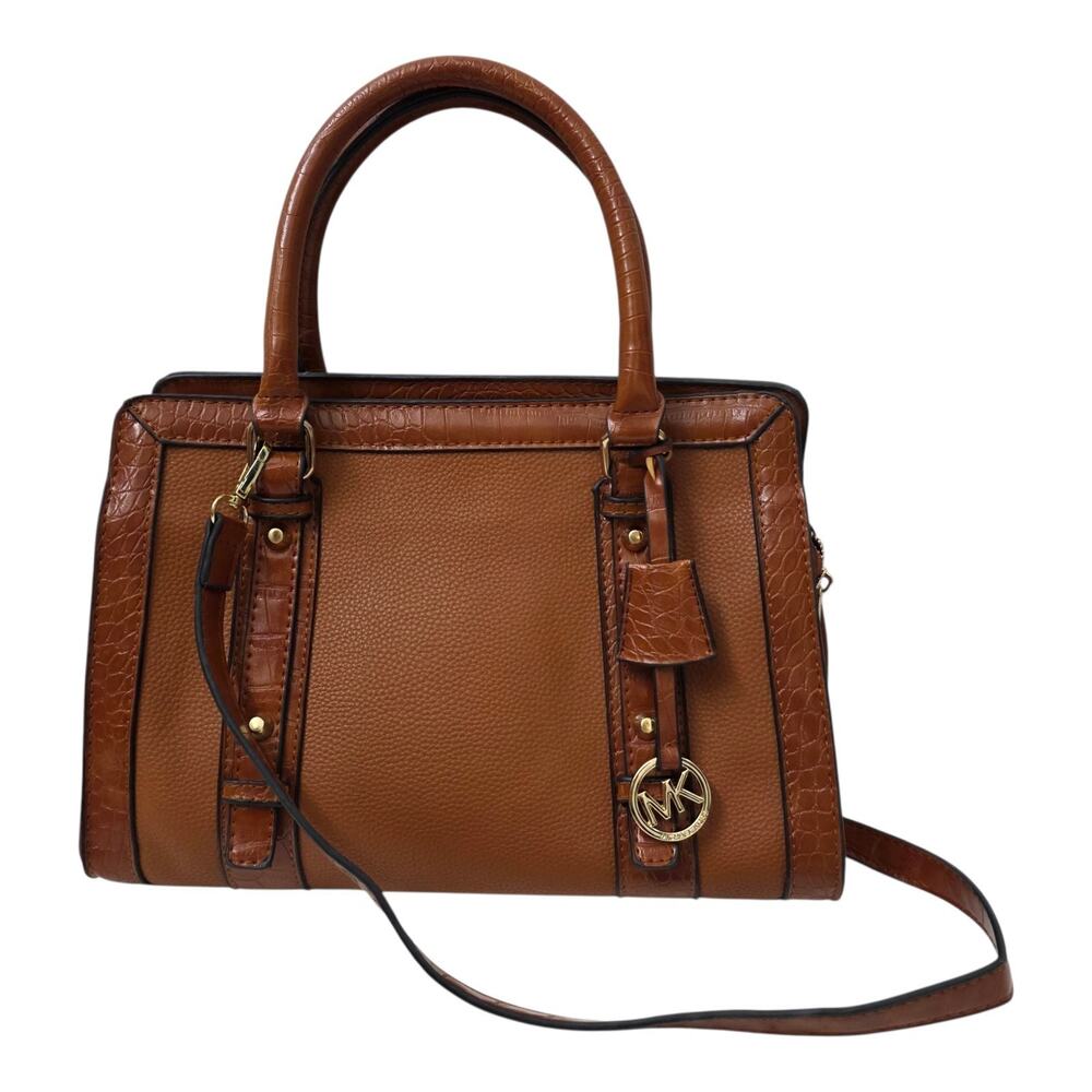 Michael Kors Hamilton Satchel Large Brown Leather Crossbody Purse Shoulder Bag